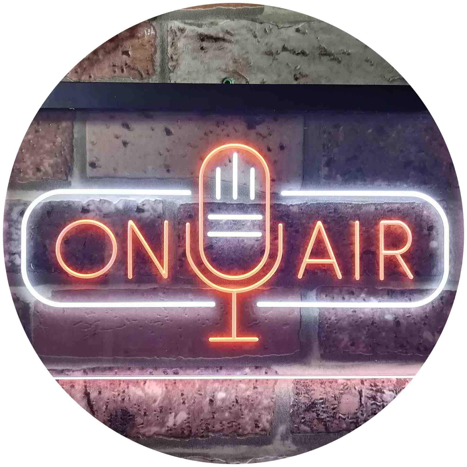 ADVPRO On Air Speaker Studio Dual Color LED Neon Sign White & Orange 24