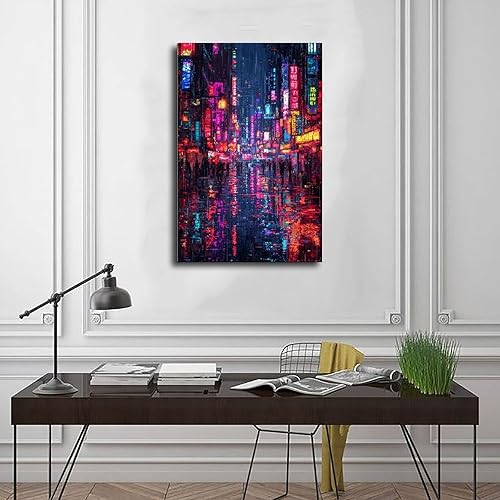 Miniatura 3 de XAHOR Neon Cyberpunk Pixel Art Poster  Retro Digital Style with Glitch Effects  Unique Modern Wall Art Canvas Poster Bedroom Decor Sports Landscape