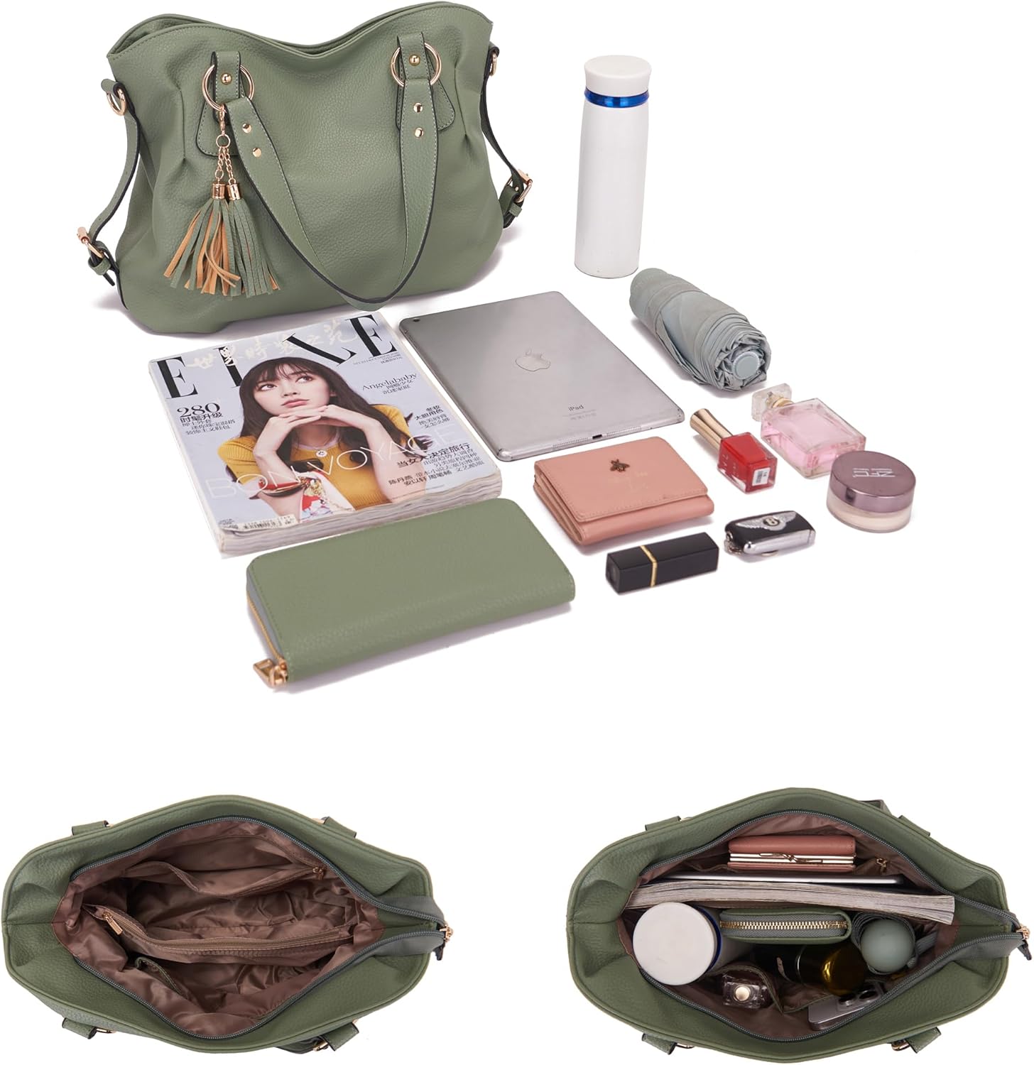 Qiyuer Purses And Wallets Set For Women Tote Handbags Large Hobo Bag Purse With Wallet 3PCS | Large, Purse With Wallet, 3PCS - Image 4