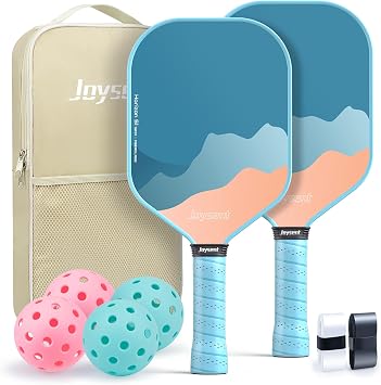 Pickleball Paddles Set of 2, Lightweight Pickleball Racket for Beginner, USAPA Approved Fiberglass Surface Pickleball Set with Non-Slip Comfort Grip