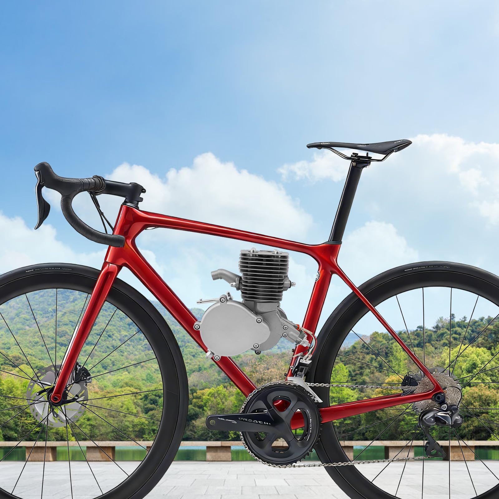 Kit de Motor para Bicicleta 100cc Gasolina 2 Tiempos | Bicicleta Motorizada Completa con Encendido CDI Refrigeración por Aire 45km/h Tanque 2L Capacidad 200kg