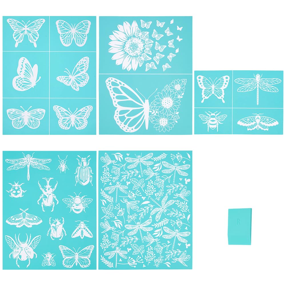Pochoirs de sérigraphie insectes OLYCRAFT en maille réutilisables avec raclette pour peinture