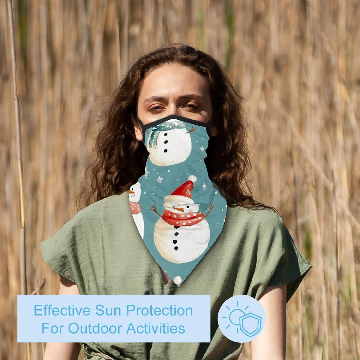 4 Pieces Merry Christmas Snowman UV Protector Scarf, Summer Cooling Neck Gaiter for Men/Women