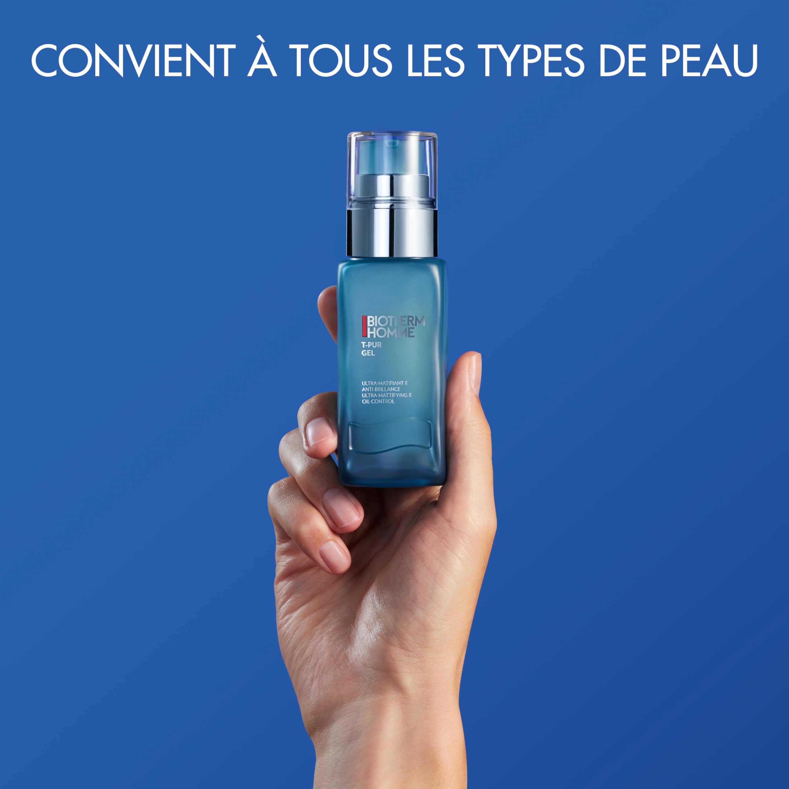 Biotherm Homme, T-Pur Gel Hydratant Homme, Purifie la Peau, Anti-Sébum et Anti-Brillance, Enrichi en Biotech Plankton et Sels de Mer Français, Pour Peau Normale à Grasse, 50 ml