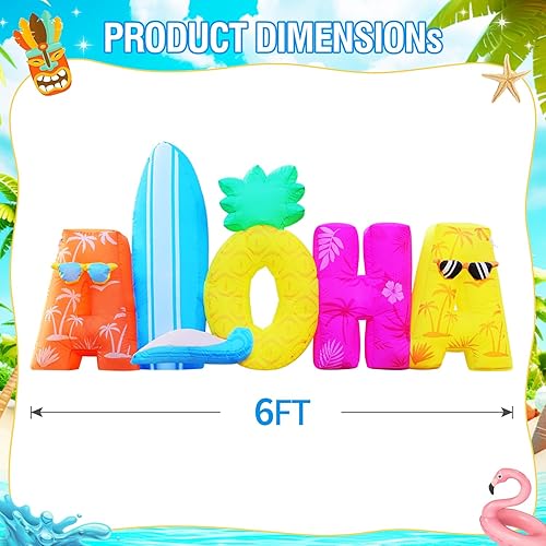 Miniatura 4 de 6FT Tiki Luau Inflatables, Aloha, Blow up Party Beach Decor Hawaiian Party Giant Yard Decoration, Outdoor Built-in LED Lights Lawn Holiday Summer