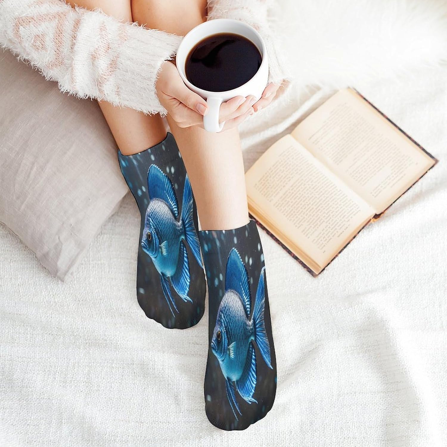 Blue Fish Ankle Sock-Low Cut Breathable,Basketball Socks for Men Women,Tube Socks for Work Sports