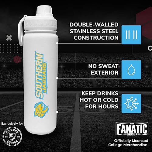 Vista 254 de Campus Colors Botella de agua de acero inoxidable de la NCAA, tapa giratoria, 24 onzas, clip de transporte, mantiene tus bebidas calientes o frías
