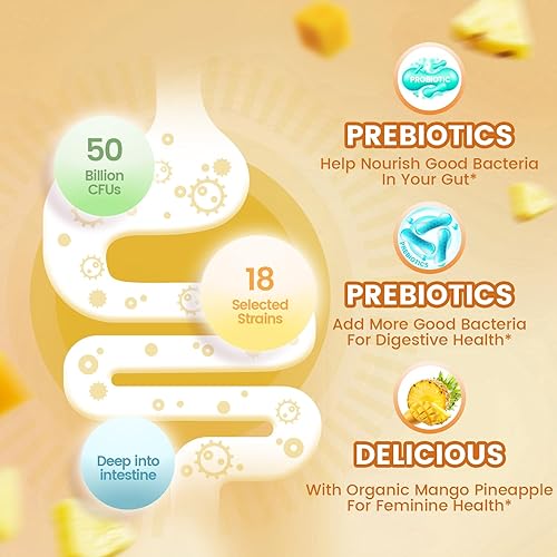 Miniatura 3 de VivoNu Gomitas de Piña para Mujeres Ph, Gomitas de Probióticos para Mujeres, Gomita de Equilibrio Femenino, Gomitas de Probióticos de Mango y Piña