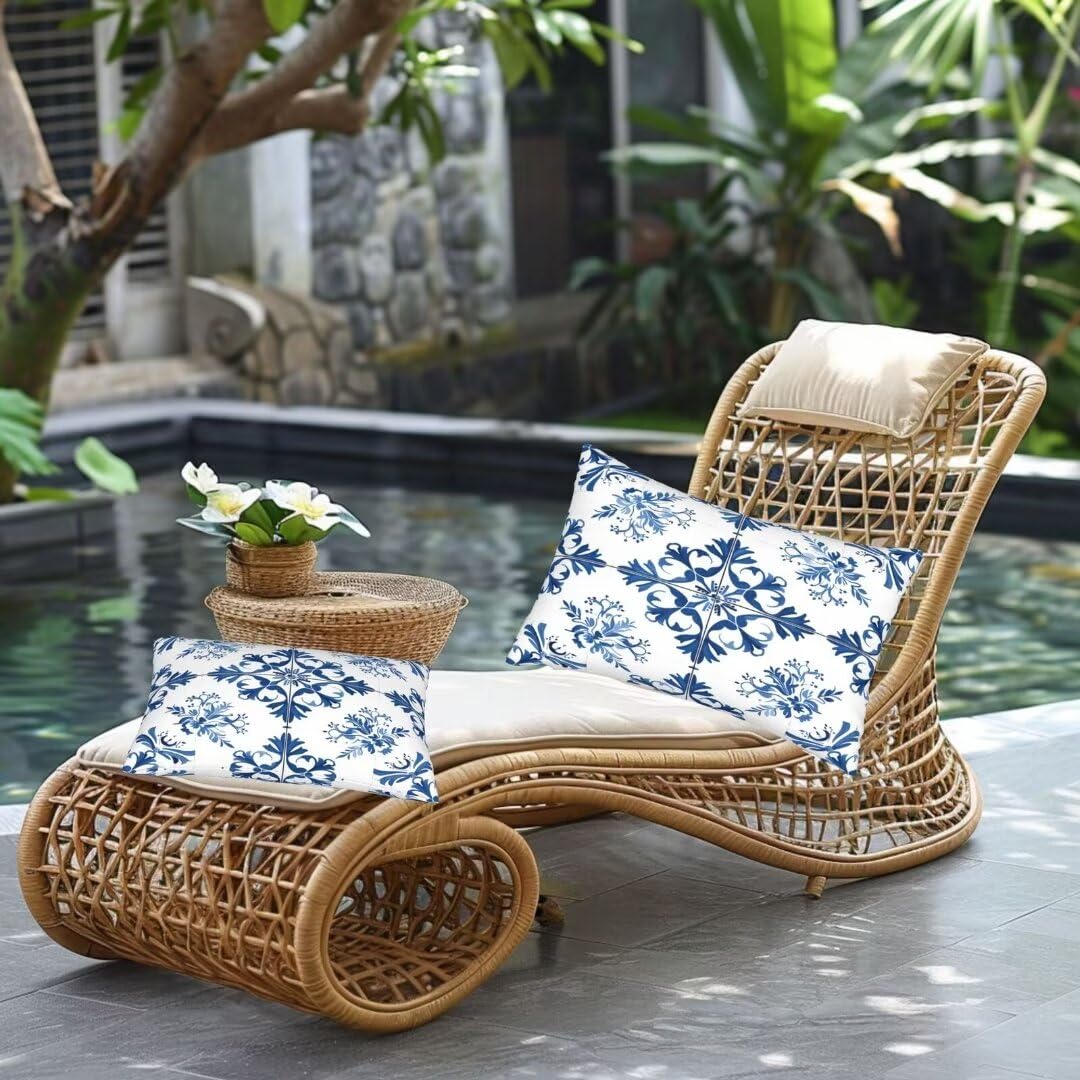 Federe Cuscini Divano Esterno Impermeabile 2 Pezzi Fodere Cuscini 60x80 cm, Blu marino Cuscini Decorativi Cuscini per Divano Esterno Giardino, Nordico Copricuscini Divano per Auto Home Decor -hs205