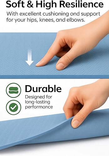 Miniatura 6 de Tapete de yoga extra grueso de 0.236 pulgadas antideslizante para mujeres y hombres, TPE ecológico, ligero y duradero para el hogar, gimnasio,