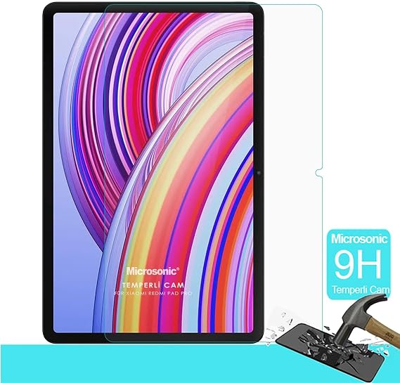 Microsonic Xiaomi Redmi Pad Pro Tempered Glass Cam Ekran Koruyucu [Redmi Pad Pro ile Uyumlu Ekran Koruyucu - Şeffaf]