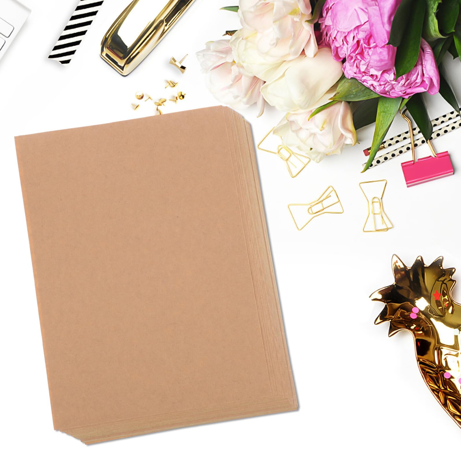 iplusmile 50 fogli Etichette Adesive Carta Kraft Autoaderenti per Stampanti Laser e Inkjet Resistente allo Sbiadimento Compatibili per Ufficio e Magazzino