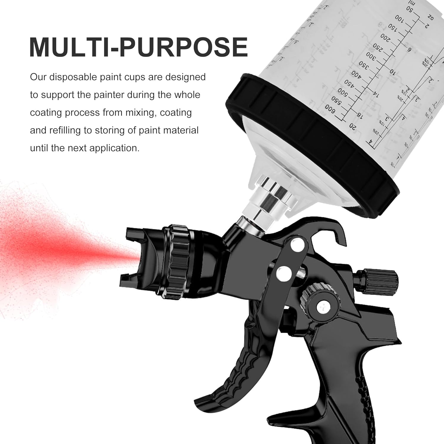 Disposable Paint Spray Gun Cup Liners and Lid System (20 Ounce Cup Kit)