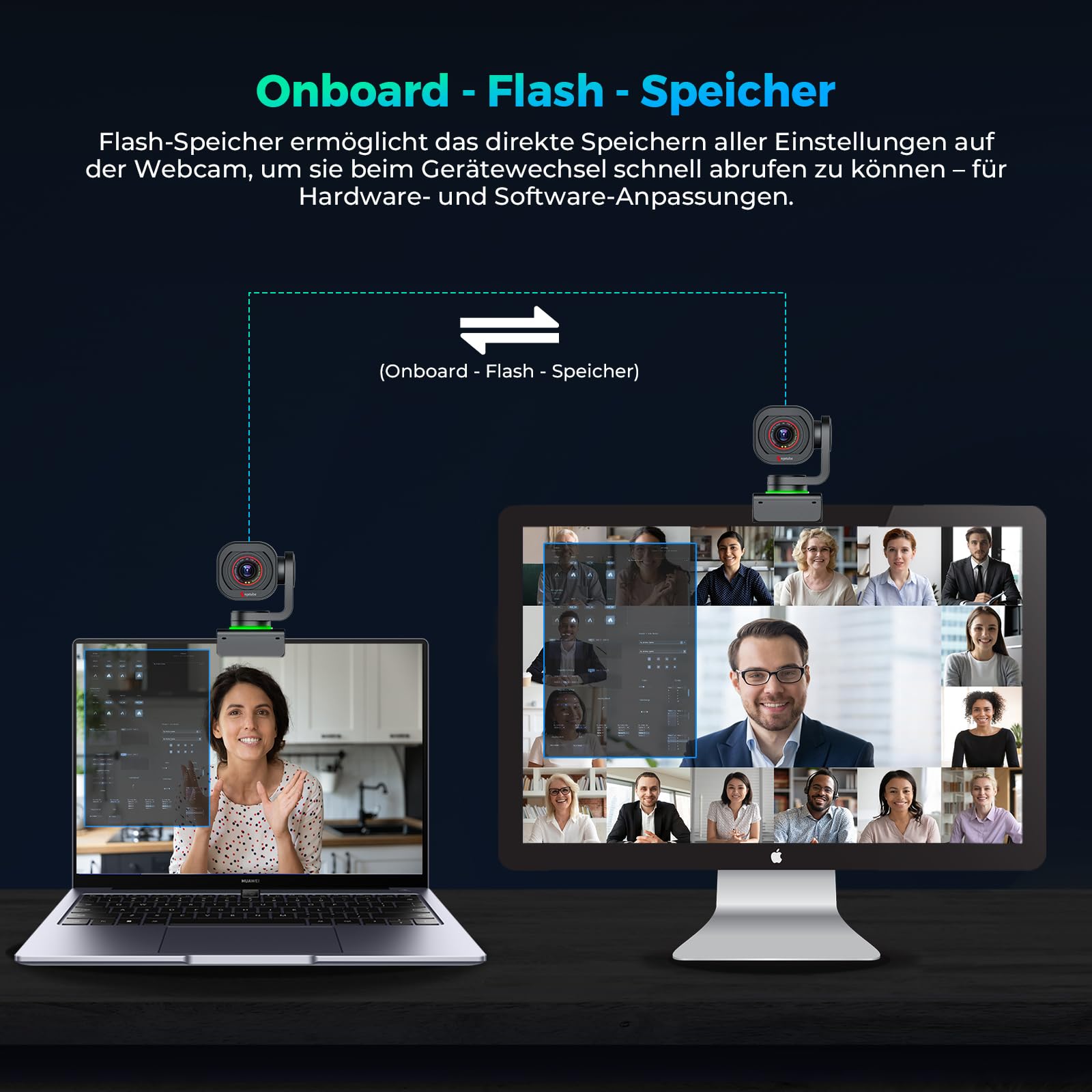 Angetube 4K Webcam mit Gestensteuerung, AI-Tracking,USB 3.0 PTZ PC Kamera | Streaming Camera mit Dual NR-Mikrofonen, TOF Autofokus, 1080P 60FPS, HDR, für PC/Mac/Laptop, Meetings/Streaming/Videoanrufe
