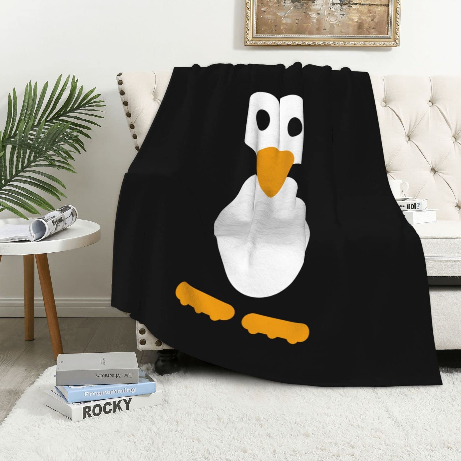Couverture pingouin pour canapé plaid douillet parfait pour vos soirées cocooning
