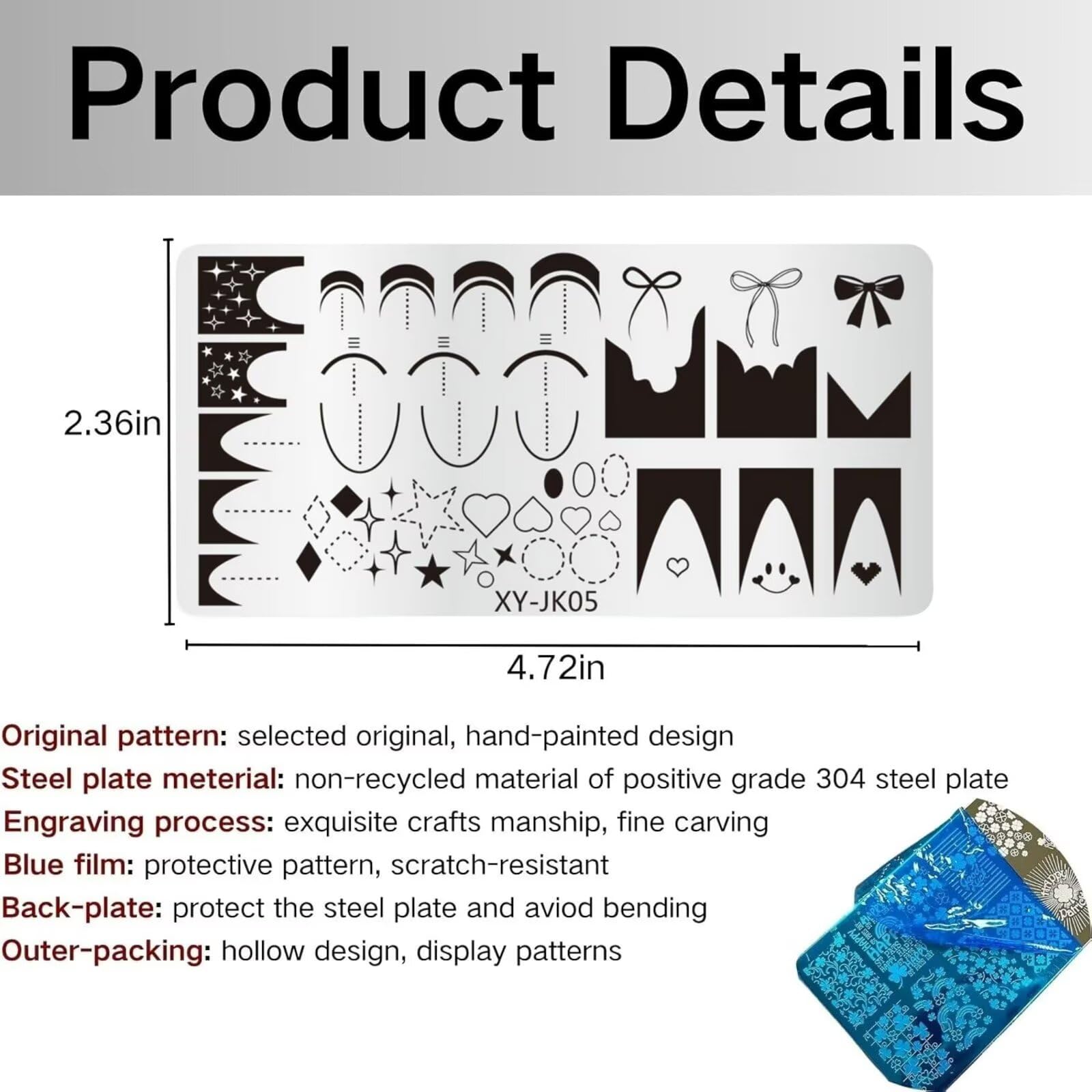 French Line Nail Stamping Plates French Tip Nail Stamp Plate Geometric Wave Strips Nail Art Stamper Stencil Modello di Stampa in Acciaio Inox