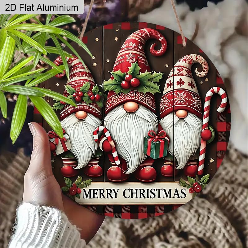 Miniatura 9 de 1pc Retro Style Christmas Aluminum Wall Art Decor, 3.96inch, 2D Flat, Suitable for Kitchen, Bathroom, Office, Farmhouse Decor, Ideal Present for