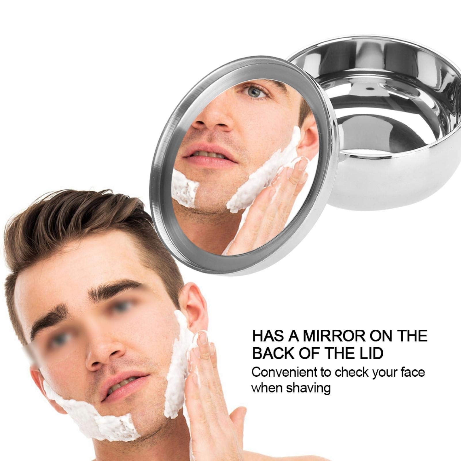 Tazza da barba in acciaio inossidabile, 300 ml, Argento, Piccola, Adatta per il sapone da barba