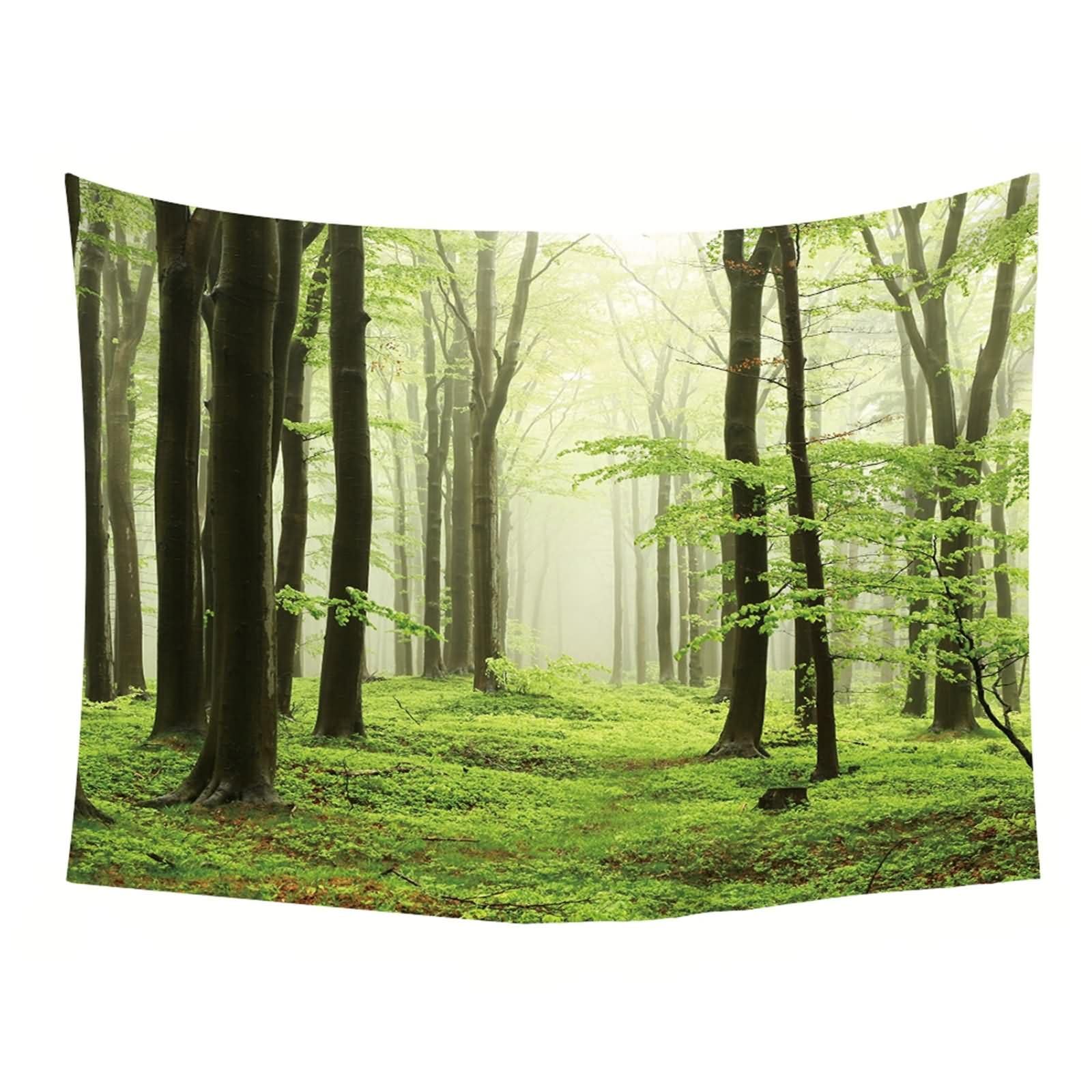 Homxi Gobeliny 350 x 256 cm, psychodeliczne drzewa chusta na ścianę psychodeliczny poliester zielony brązowy