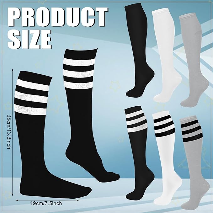 Colorful Striped Knee High Socks for Skating Outfits