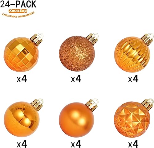 Miniatura 83 de XmasExp Juego de 24 mini esferas de Navidad inastillables para bolas de árbol de Navidad de 1.181 in/1.18 pulgadas (oro rosa)