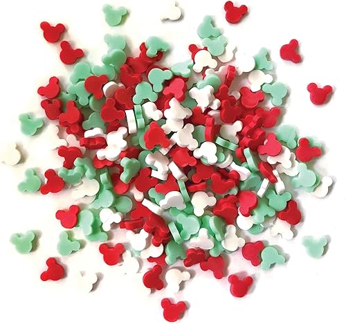 Miniatura 2 de Buttons Galore Sprinkletz - Piezas de arcilla polimérica para bricolaje Slime Adornos, 1.500 onzas, 1500 piezas, Navidad (orejas de ratón de cereza)