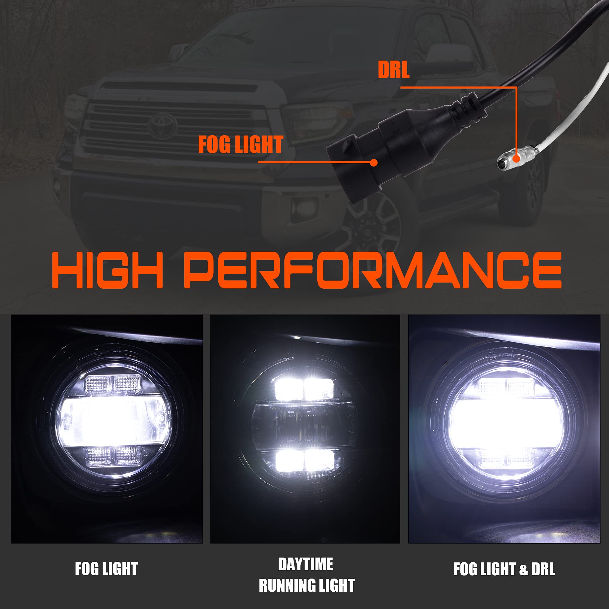 トヨタ　タンドラ　LEDフォグランプ　イエロー トヨタタンドラ2007-2013用LED drl夏服、黄色のウインカー、デイ