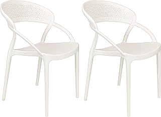 Totò Piccinni Sedie ETERNITY in Polipropilene Moderne Design Impilabili (Bianco, 2 Pz)