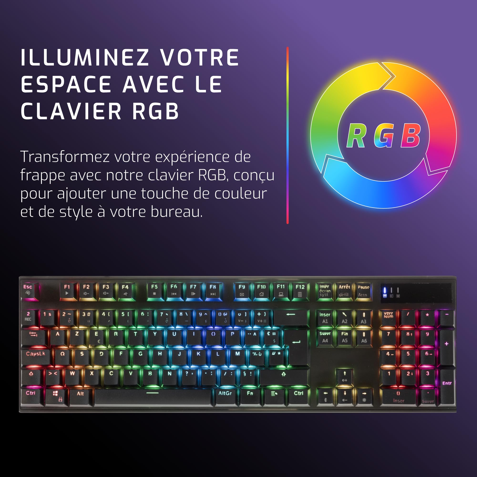 CA-240 – Tastiera Gamer espansa – 105 tasti – Meccanica Switch Rosso – Anti ghosting Completo N-Key Rollover– Retroilluminazione RGB – Cavo USB intrecciato