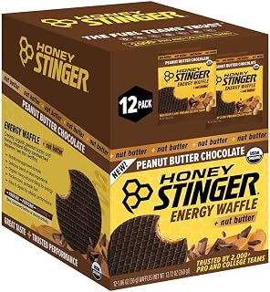 Organic Peanut Butter Chocolate Waffles - USDA Certified Organic, Kosher, Natural Energy Snack, Gluten-Free, Dairy-Free, High-Performance Waffle Sandwich with Honey & Whole Grain Wafers,