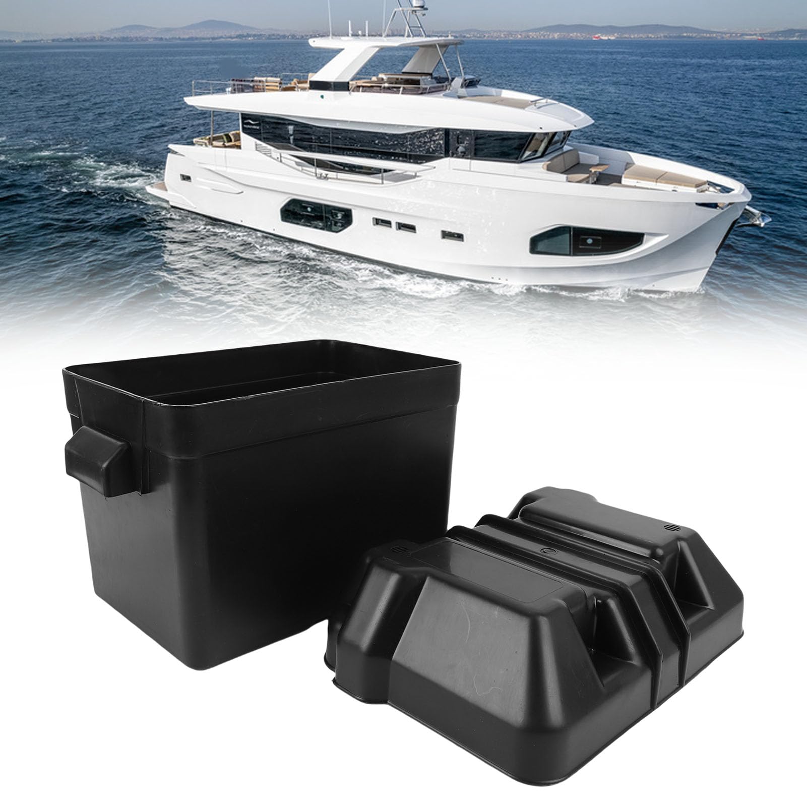 RV Box Batteria, Custodia per Batteria 12 V per Auto, Yacht, Rimorchi con Cinghie e Hardware, Ideali per Batterie <275x185x195 Mm, Materiale ABS, Facile Installazione