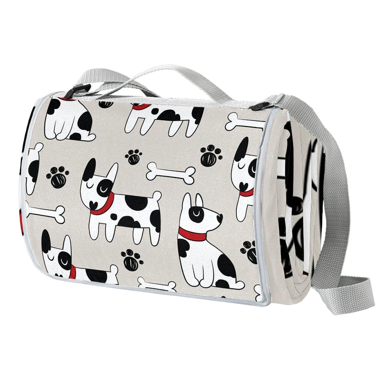 Vito546rton Waterproof Portable Outdoor Dog Print Picnic Blanket Mat With Strap for Camping Hiking Grass Travelling 57x59IN