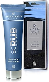 Viking Beauty Secrets Face Scrub - Organic Exfoliating Face Wash with Icelandic Black Volcanic Sand and Rowanberries - Gentle Face Exfoliator for All Skin Types - 2 Fl Oz