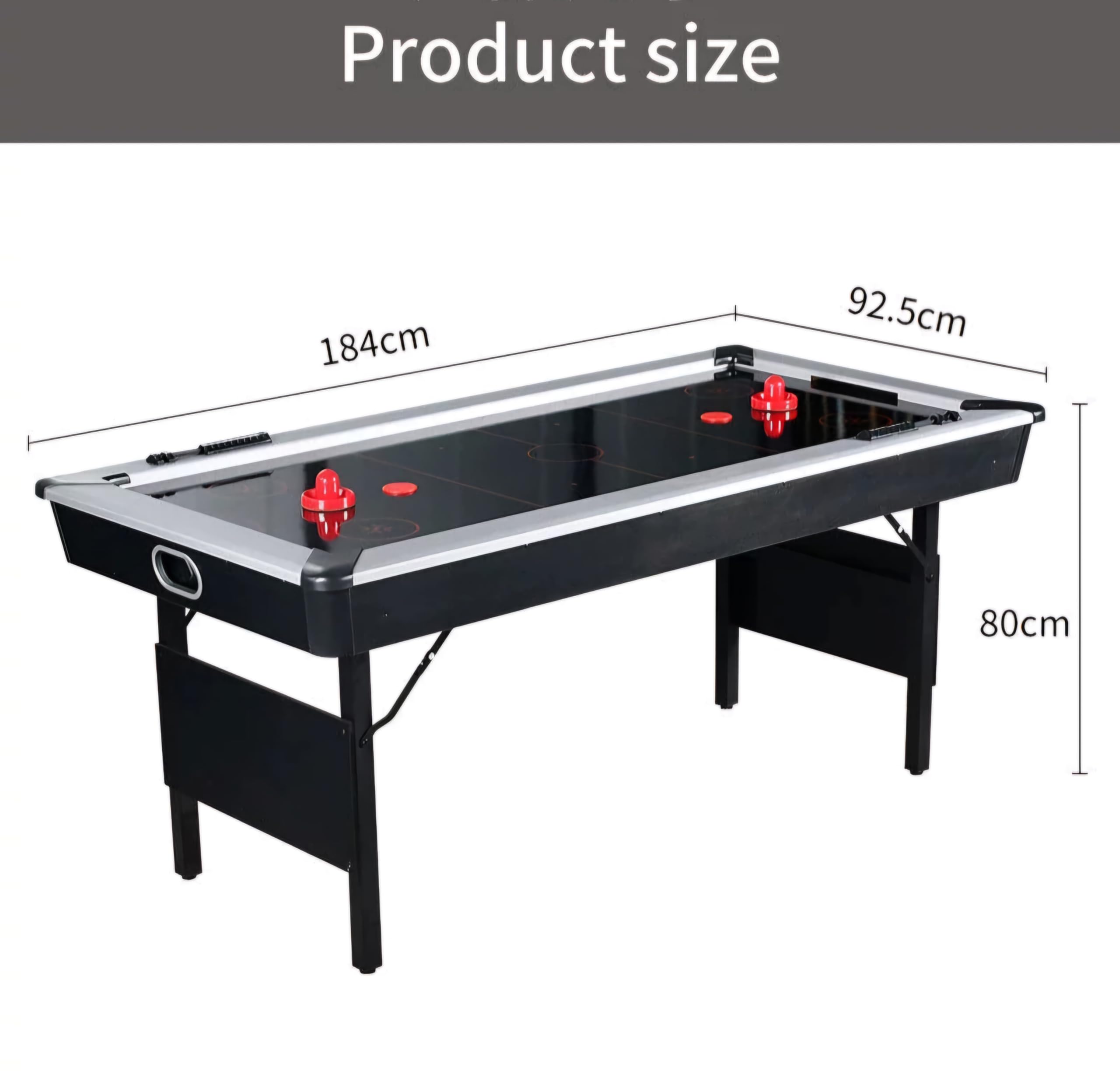 RUP 6ft Air Hockey Table, Premium Silver Playfield, with Folding