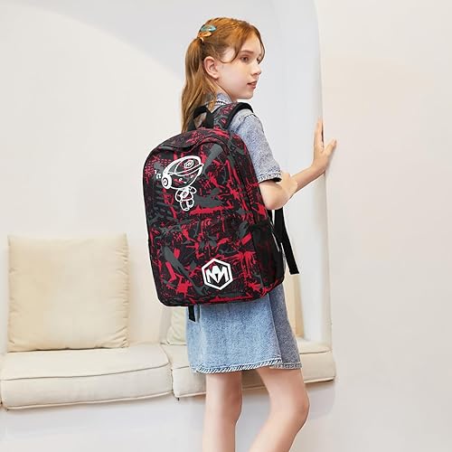 Miniatura 4 de Mochila preescolar para niños y niñas, bolsas escolares para niños y niñas, bolsas escolares para jardín de infantes, Música Niño Rojo