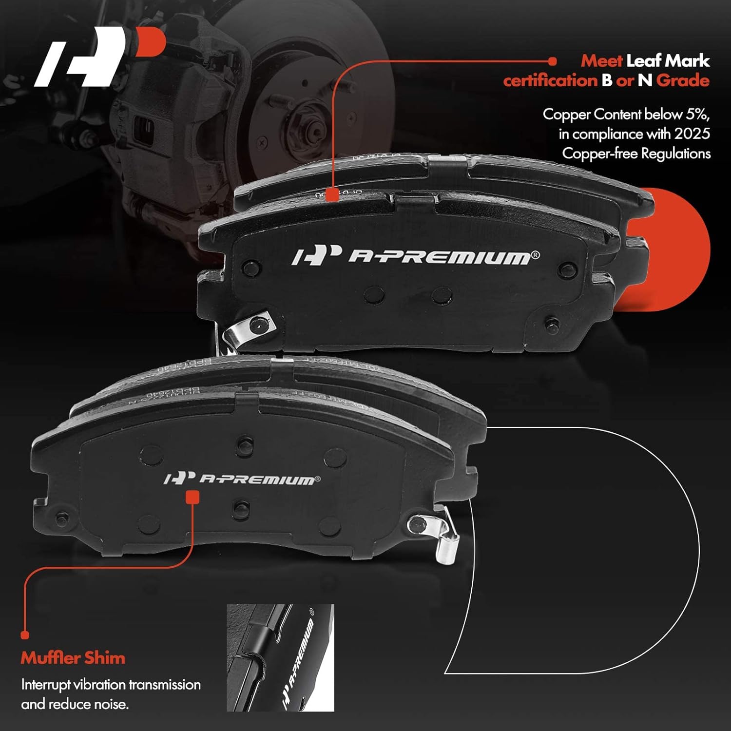 A-Premium Front and Rear Ceramic Brake Pads Set Compatible with Chevy, Pontiac, Saturn and Suzuki Models - Captiva Sport, Equinox, Torrent, Vue, XL-7, with Hardware, 8-Pack