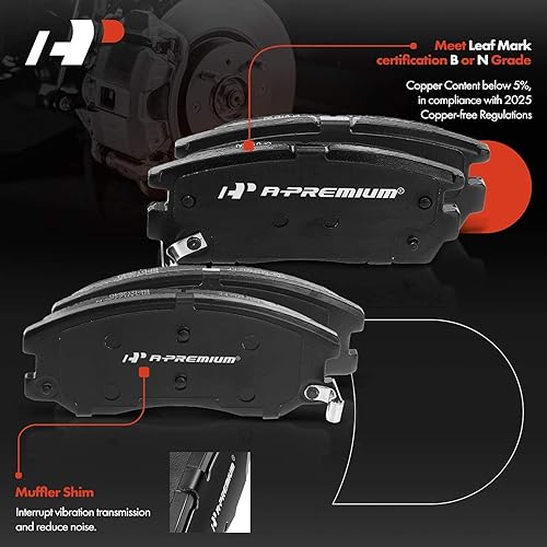 Miniatura 2 de A-Premium Juego de pastillas de freno de disco de cerámica delanteras y traseras compatibles con modelos seleccionados Chevy, Pontiac, Saturn y