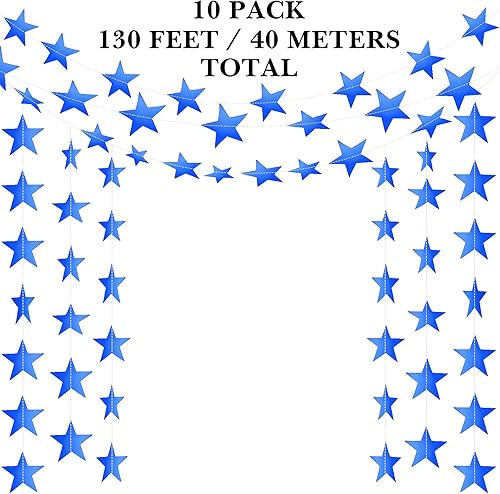 Miniatura 169 de Patelai Guirnalda de estrellas con purpurina decorativa de 130 pies para colgar en banderines de estrellas, telón de fondo para regreso a casa, Rojo