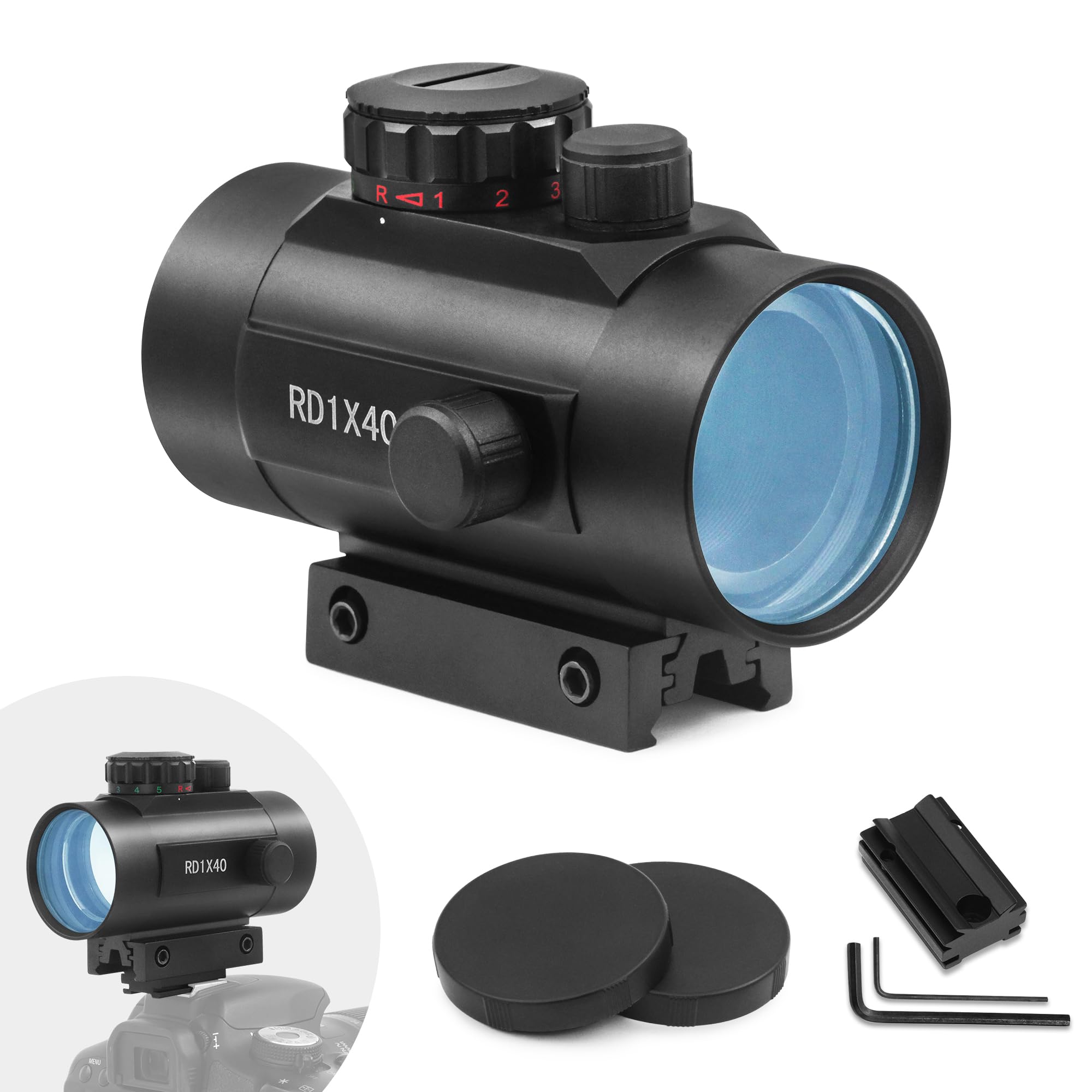 Astromania 1X40RD Reflex Red Green Dot Sight lighted Scope Mount