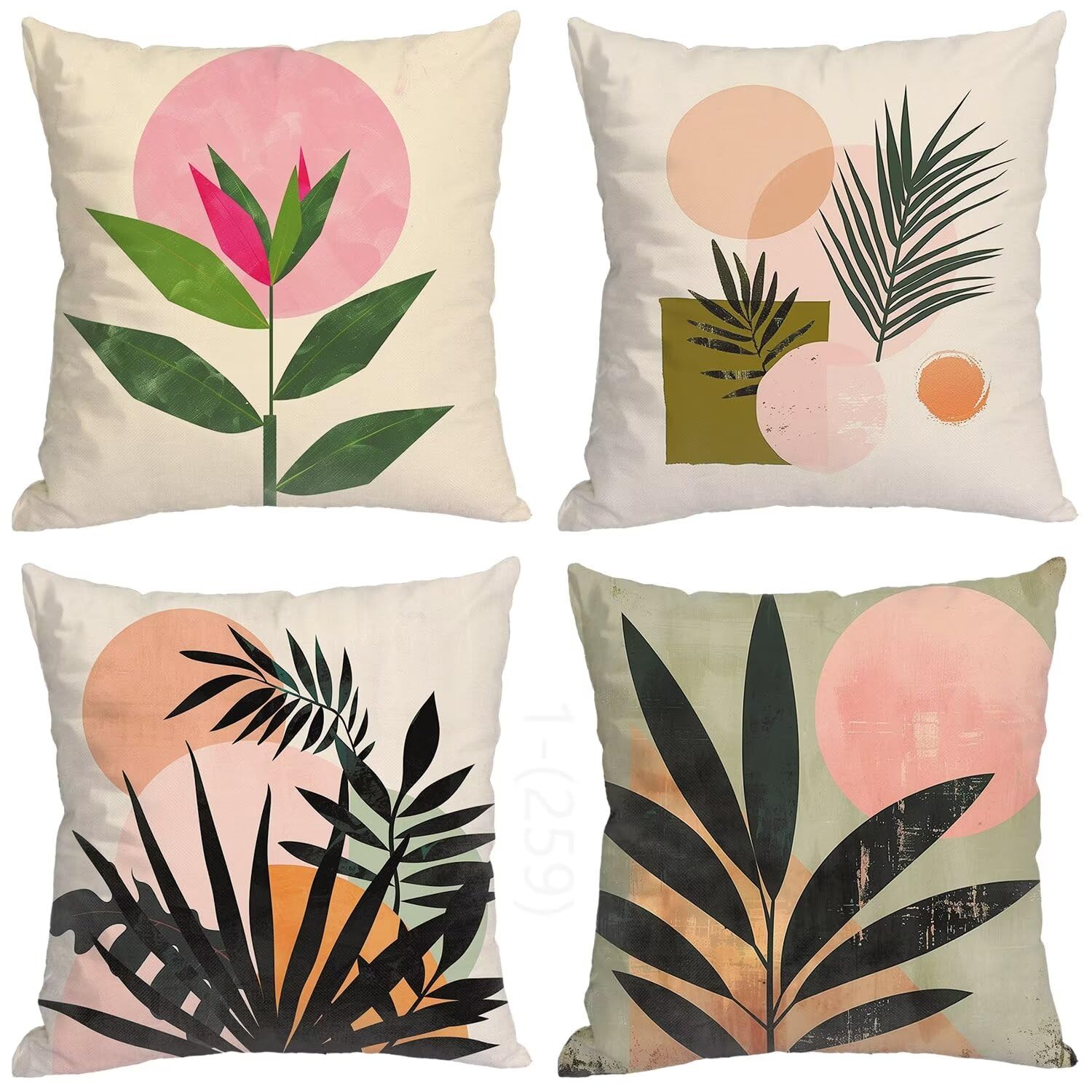 Nordic - Juego de 4 fundas de cojín cuadradas pequeñas y frescas de 65 x 65 cm, suaves e impermeables, cojines de exterior para patio, sala de estar, sofá, decoración de granja, banco y cojines de