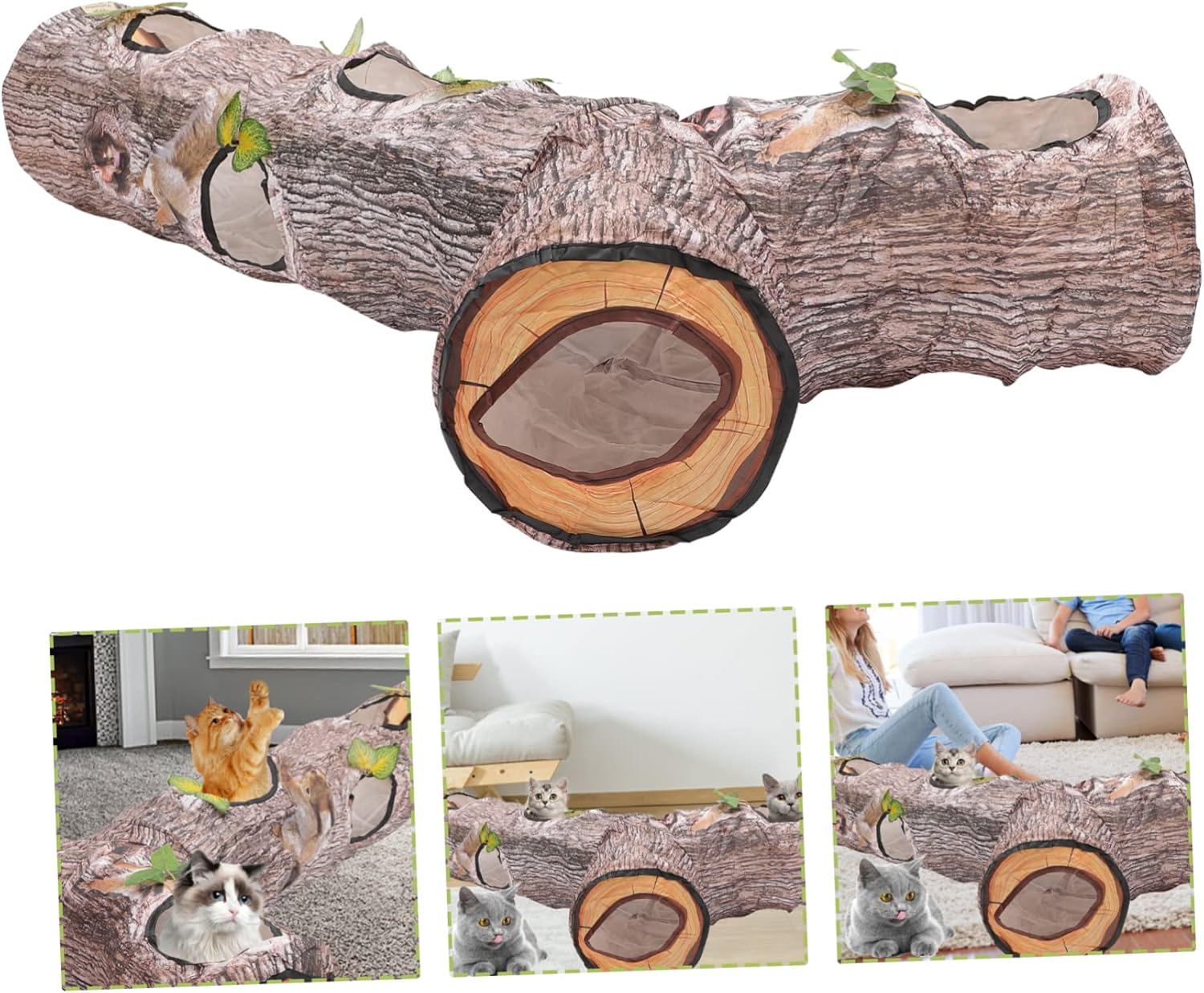 1pc Cat Tunnel Tree Pattern Pet Toy for Indoor Cats Fun Interactive Bed for Play and Exercise