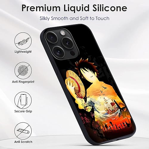Miniatura 2 de Funda de teléfono de anime compatible con iPhone 15 Pro, diseño de patrón de anime de sombrero de paja para iPhone 15 Pro, fundas para adolescentes,