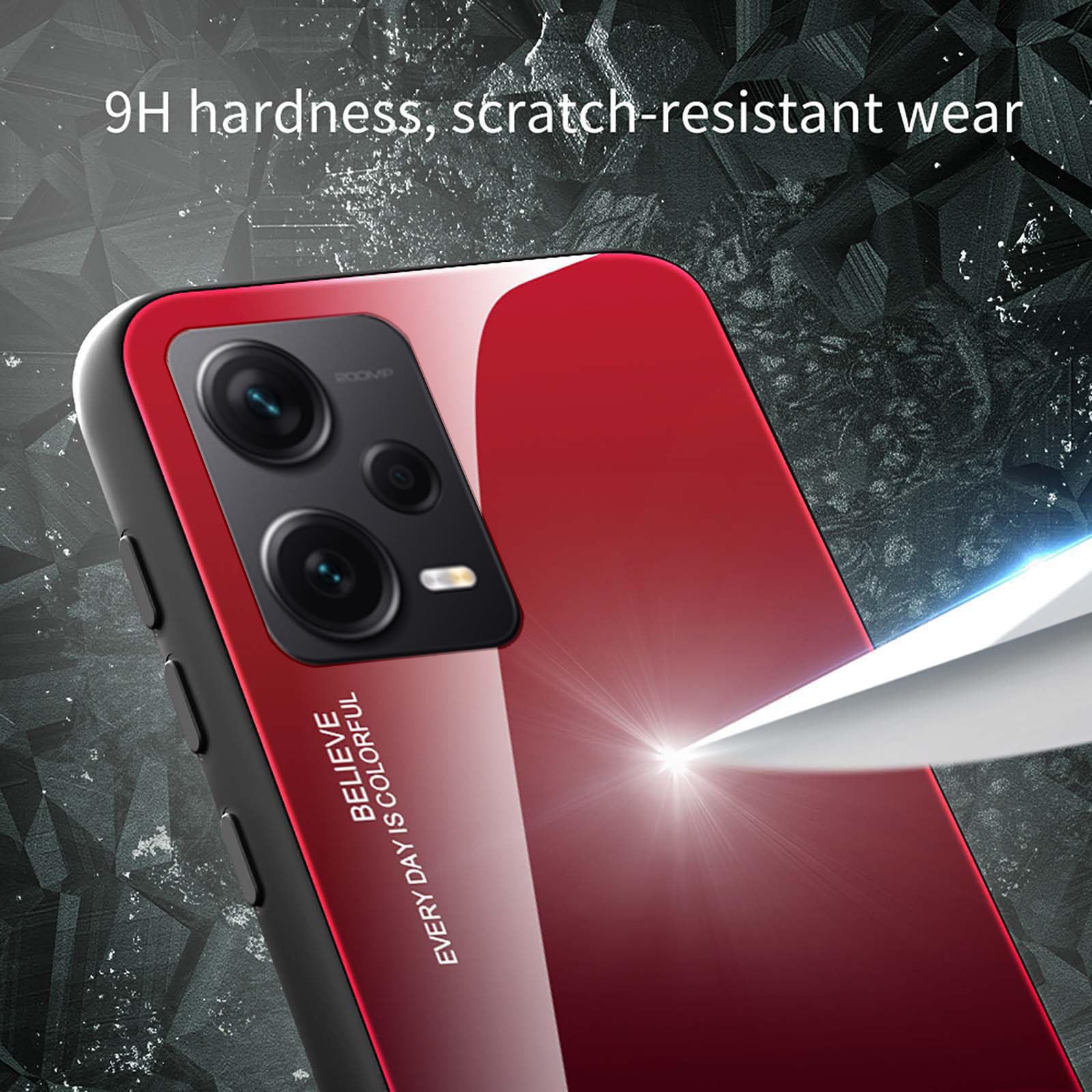 CRAVEN Custodia in pelle sfumata per Xiaomi Redmi Note 12 Pro+(Note 12 Pro Plus), telaio in silicone morbido TPU e vetro temperato posteriore assorbimento degli urti custodia protettiva – 1