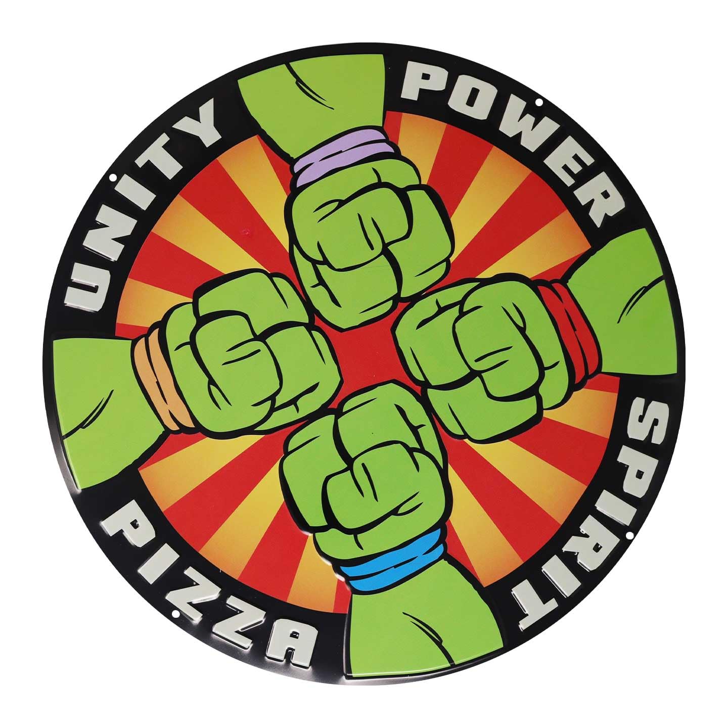 Fanattik Green Teenage Mutant Ninja Turtles Pizza Power Tin Sign, Official Tmnt Wall Art, Retro Embossed Metal Sign 28Cm, Home, Bedroom & Game Room Decor