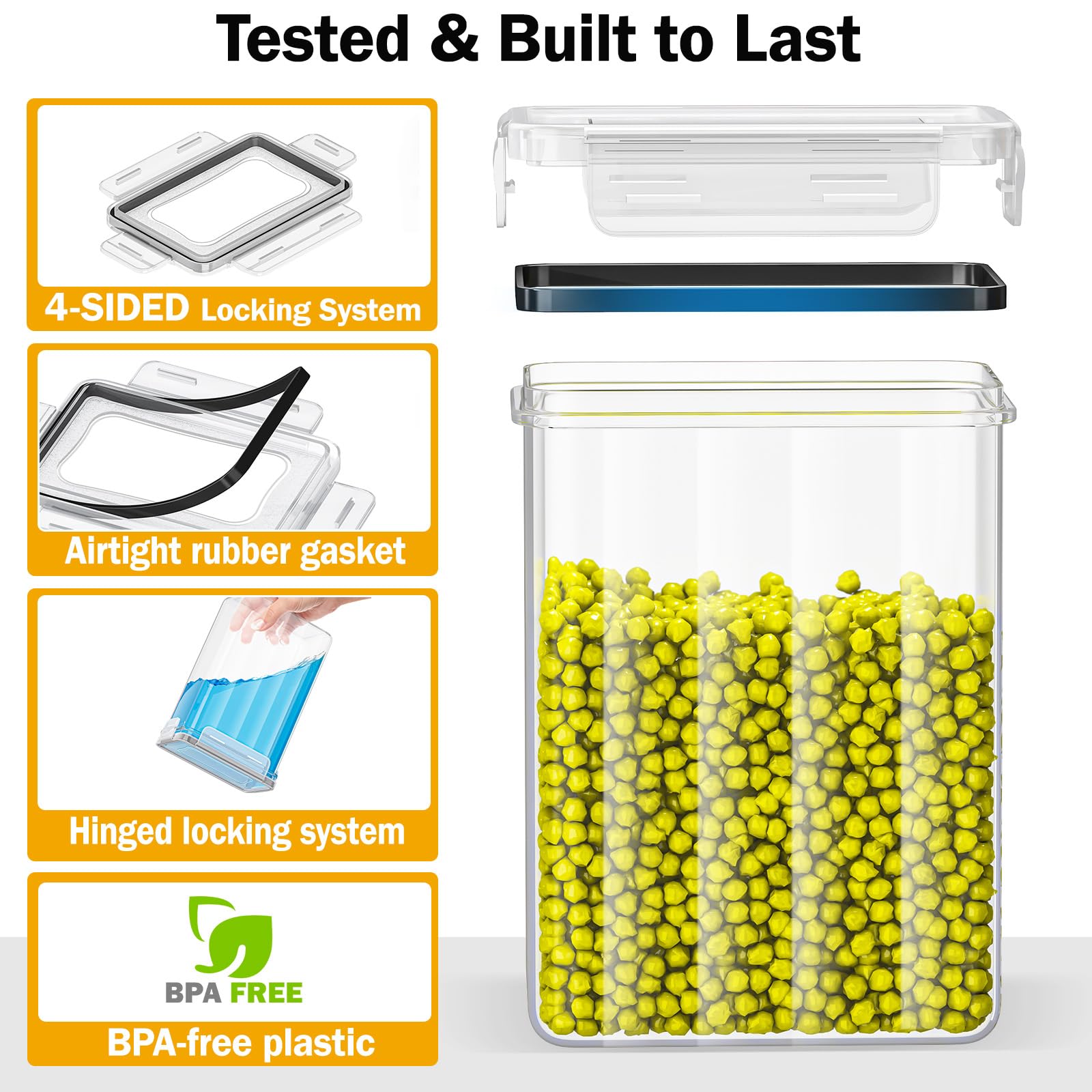 PurKeep 24 recipientes herméticos con tapa, sin BPA, para harina, azúcar, granos y accesorios para hornear, 33,6 L