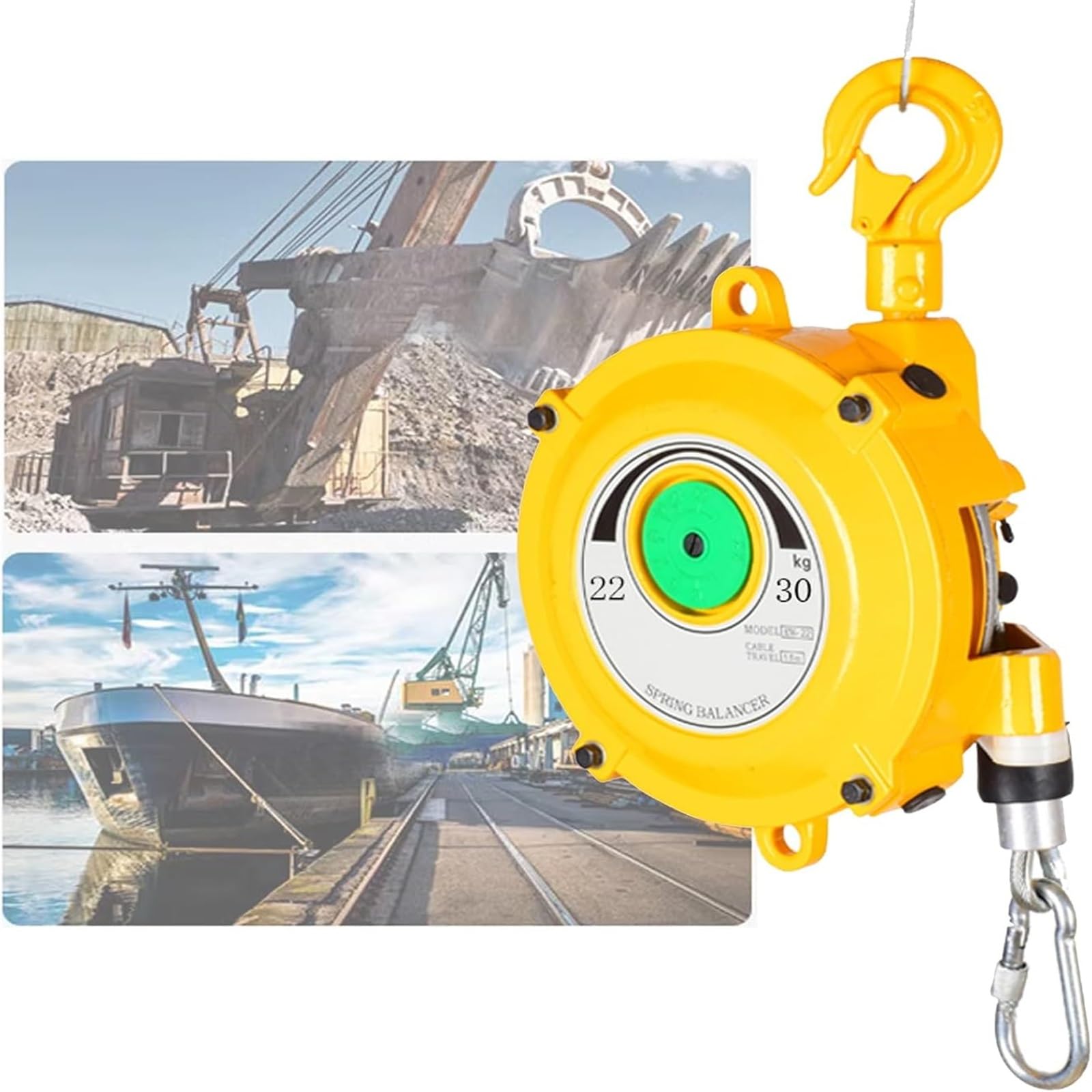 HYQOUKLR Telescopic Spring Balancer, Spring Balancer Aluminum Retractable 1.5m Wire Rope Adjustable Tension 3-200kg(30kg)