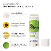 Vista 5 de Raw Elements Bálsamo labial orgánico para exteriores con protección solar SPF 30, protección UVA-UVB, apto para arrecifes, sin nano zinc, resistente