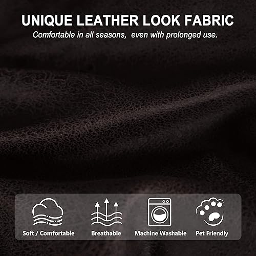 Miniatura 152 de Fundas para sillas reclinables con aspecto de cuero, funda elástica de 4 piezas, funda suave para silla reclinable, protector de muebles lavable