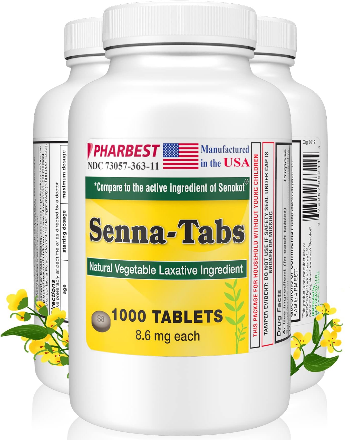Ulai Senna Tablets 1000 Ct. | Natural Vegetable Laxative [Made in USA] | Laxatives for Constipation, Weight Management, Gas, Regularity | Pharbest