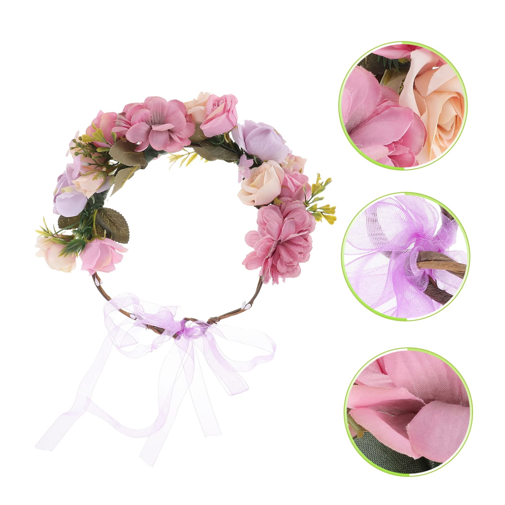 FRCOLOR 5 Stück Braut Stirnband Brautjungfern Haargummi Haarschmuck Für Die Braut Rosen Stirnband Verzierte Stirnbänder Für Frauen Kopfband Tiara Krone Für Mädchen Seidenstoff